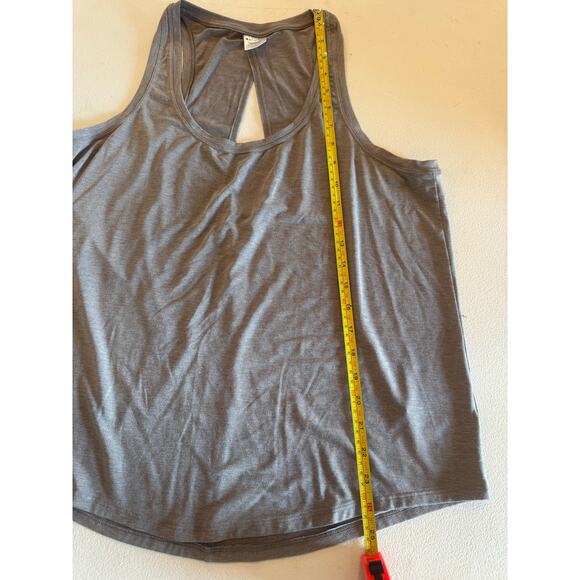 Athleta Gray Back Keyhole Cutout Sleeveless Tank Curved Hem Sz L - Picture 6 of 7